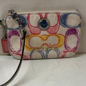 Coach Hamilton Scribble design Wristlet EUC
